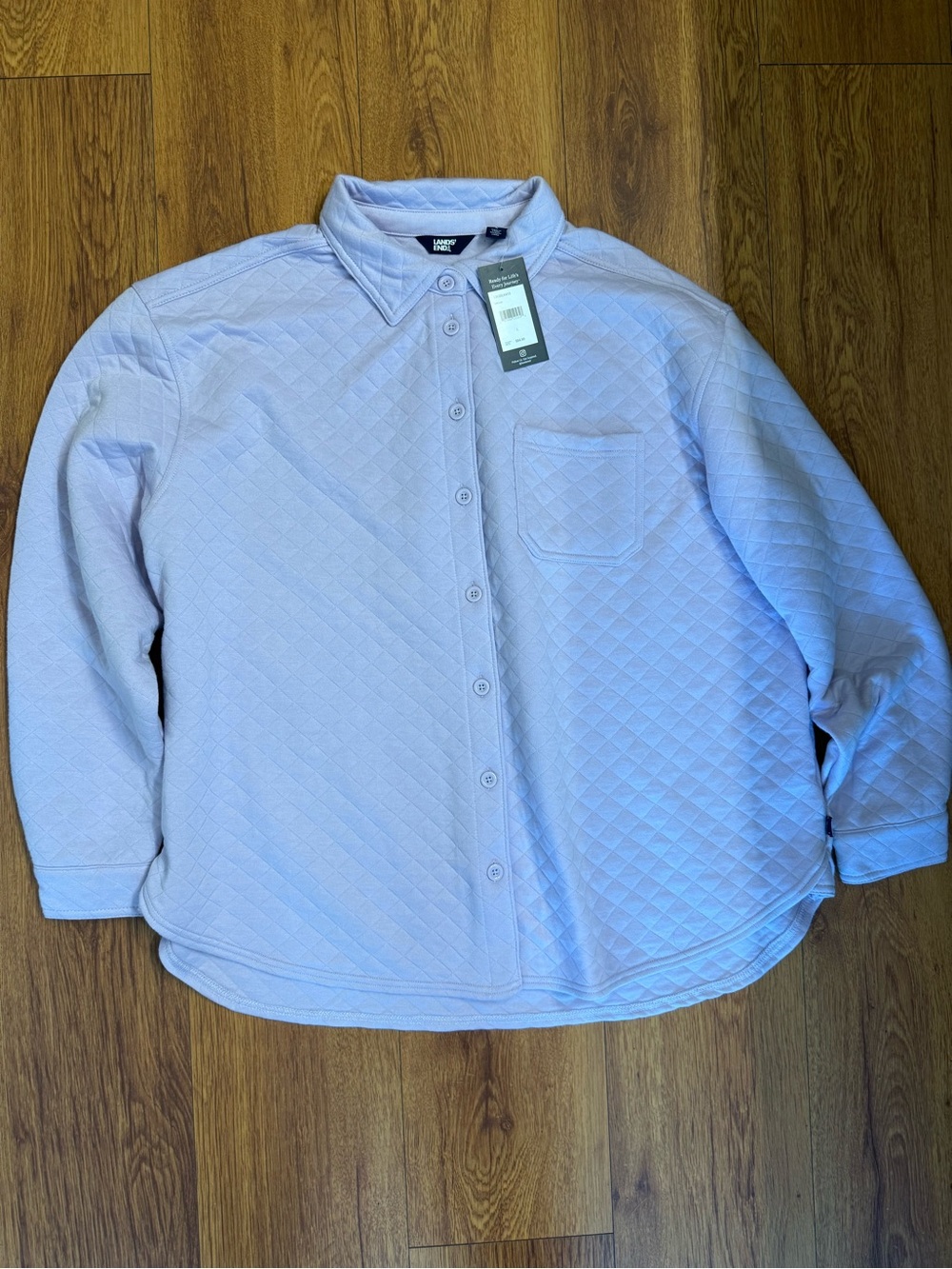 Lands' End Orchid Quilted Button-Up Shirt Jacket